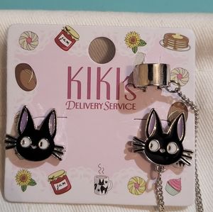 Kiki's Delivery Service Jiji earings with cuff from Studio Ghibli